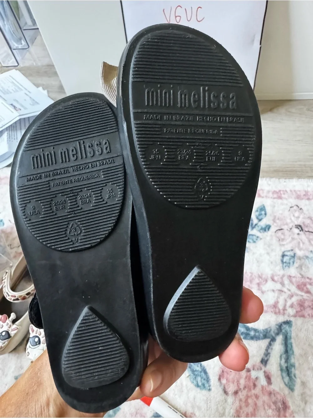 Mini Melissa Black Mary Jane Shoes with Cream Bows